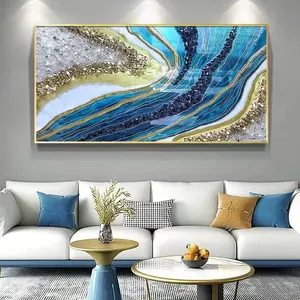 Modern Abstract Mural Poster Luxury Pink Blue Gold Crystal Wall Art Canvas Painting Living Room Home Wall Decoration Painting