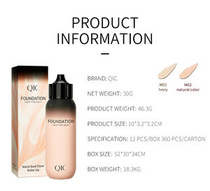 QIC Minyak Pelembap Pengontrol Minyak Mengecilkan Pori-pori Concealer Full Coverage Tahan Air Tahan Lama Ringan Halus Seperti Sutra Foundation - Product Image 6