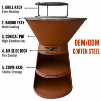 Barbecue Plancha en Acier Corten avec Rangement pour Bois de Chauffage, Certifié CE, pour Jardin Extérieur, Vente Directe Usine