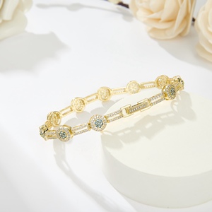 Chinesischer feiner Schmuck CZ Zirkonia Haupt diamant stein Damenmode 14 Karat vergoldetes Tennis ketten armband - Product Image 3