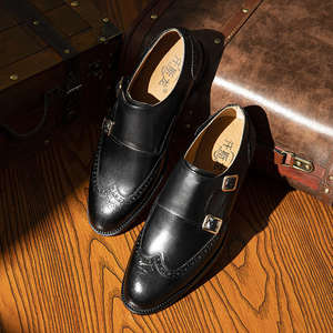 Zapatos de Cuero Estilo Británico Modelo 2025 - Zapatos Oxford de Cuero Monck con Punta Redonda Retro y Bordado Brocado - Product Image 1