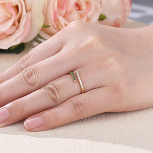 Bague en or 18 carats classique, très vendue, de haute qualité, avec grenat vert certifié, scintillante, déconnectée, cadeau pour petite amie, anniversaire - Product Image 2