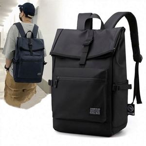 Mochila de lona negra estilo preppy, suave, informal, deportiva, impermeable, con cierre enrollable y logotipo impreso, muestra gratuita. - Product Image 4