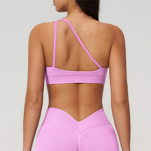 Sujetador deportivo sin costuras para <span class=keywords><strong>mujer</strong></span>, nuevo, de un solo hombro, con espalda hueca, para yoga, deportes al aire libre, correr, secado rápido, top de fitness - Product Image 6