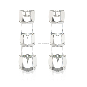 Bougie Juive Juive Magnifique Bougeoirs Bougeoirs <span class=keywords><strong>en</strong></span> Cube Cristal Clair - Product Image 2