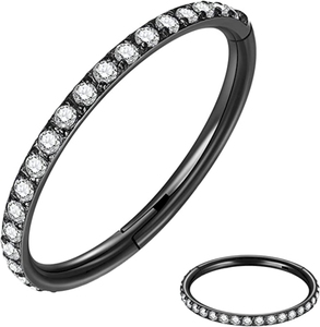 Anelli per naso Piercing all'ingrosso tecnologia in pietra intarsiata anelli per naso in metallo di lusso Unisex - Product Image 2