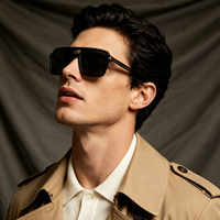 Lunettes de soleil tendance pour hommes, design de luxe, double pont, monture carrée, logo personnalisé OEM, qualité supérieure