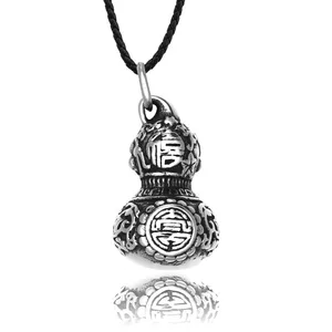 SS8-636P Steel Soldier Stainless Steel Vintage Engraving Chinese Characters Chinese Style Gourd pendant