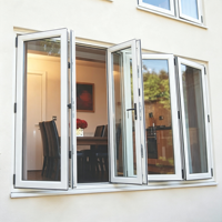 Ventana Plegable Panorámica Horizontal Moderna de Aluminio HUACAI, Insonorizada y Resistente al Viento, para Sala de Estar, Cocina, Patio de Villa