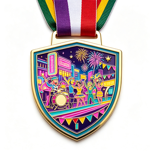 Venta Directa de Fábrica, Medalla de Carnaval Milagrosa Personalizada con Logotipo de Corredor, Acabado en Oro Esmaltado Metálico Barato - Product Image 2