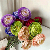 Bunga sutra buatan lotus seribu lapis 3 kepala produk baru Shangchu untuk dekorasi pernikahan, rangkaian bunga, bunga aula