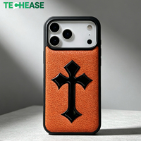 Coque magnétique pour iPhone 17, motif cœur chromé et croix, antichoc en PU, vente en gros, accessoire mobile personnalisé avec logo, fabrication OEM