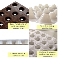 Planche de drainage rainurée en HDPE marron - un produit géotechnique en plastique, utilisé pour le drainage et le stockage de l'eau, avec épaisseur personnalisable