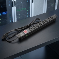 IEC C13 PDU avec interrupteur, 19 pouces, alliage d'aluminium, 220V 10A, unité de distribution d'alimentation pour armoire réseau, 10 prises