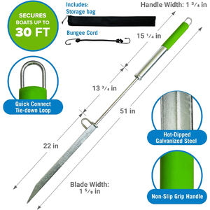AMBITION 30 "Marine Hardware-Sand Spike Anchor Pole para barcos Jet Skis Pontones Kayaks-para aguas poco profundas Sandbars Playas Land - Product Image 2