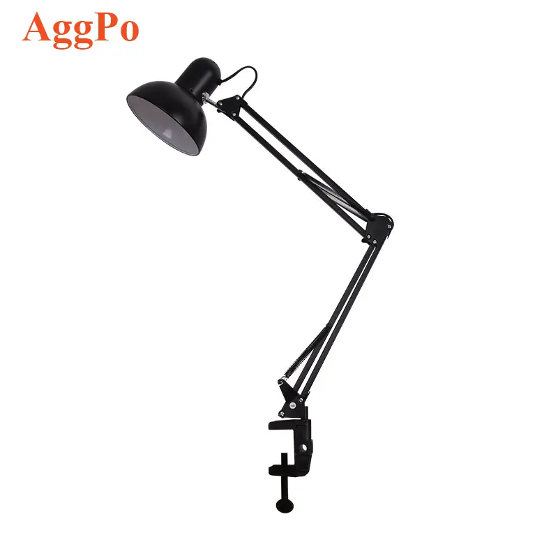 Bureau Staan Leeslamp Met Klem Flexibele Lange Verstelbare Swing Arm Led Lamp Frame Moderne Flexibele Bureau Ijzer Studie Lamp