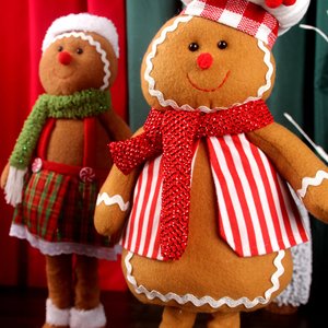 Muñeco Navideño Retráctil de Hombre de Jengibre con Gorro de Chef de Tela para Decoración de Escaparates, Embalaje al por Mayor Disponible - Product Image 2