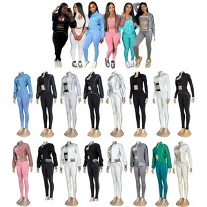 Conjunto de Yoga Casual de Tres Piezas Y2200, Color Sólido, a la Moda, con Diseño de Dragón y Fénix, Transpirable, Cintura Elástica, Chaqueta Larga - Product Image 3