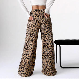 Pantalons larges à jambes larges en molleton à imprimé léopard contrasté, mode décontractée pour femmes, nouvelle collection automne-hiver, vente en gros - Product Image 4