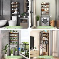 Meuble de rangement stable à 4 niveaux en acier au carbone avec cadre en X, réglable, pour salle de bain, à placer au-dessus des toilettes