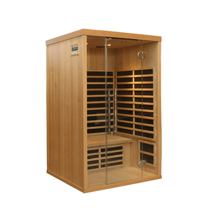 Cabina de Sauna de Infrarrojos Lejanos de Diseño Tradicional para 2 Personas, Fabricada en Madera Sólida de Hemlock Canadiense y <span class=keywords><strong>Nogal</strong></span>, con Ventanas Transom, para Uso en Hoteles - Product Image 5