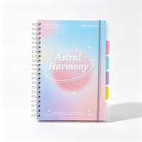 Carnet spirale B5, 124 feuilles, 80 g/m², couverture PP avec sangle, intercalaires, dégradé étoilé, 4 motifs, papeterie étudiante, vente en gros