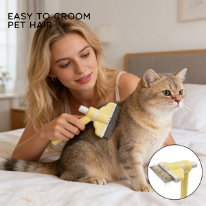 Peigne anti-<span class=keywords><strong>puces</strong></span> et brosse à poils rotative à 360° avec aiguilles en acier inoxydable, autonettoyante, portable et sûre pour chats et chiens - Product Image 6
