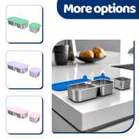 Aohea Boîte à lunch en acier inoxydable Boîte à nourriture en silicone étanche Boîte en acier pour aliments Boîte à snack en acier inoxydable pour enfants