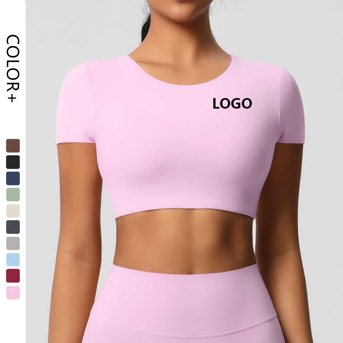 2025 Gym Wear Crop Top Femme High Strength Tight Short Sleeve Fitness Yoga Wear Crop Top Women's Clothing