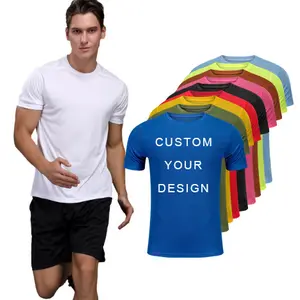 Toptan özel yüksek kaliteli boş % 100% polyester tshirt erkekler süblimasyon baskı T shirt