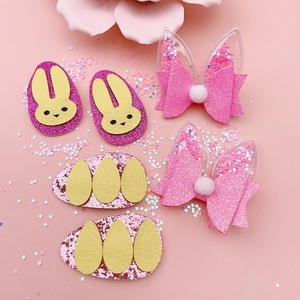 Easter Bunny Hairpin Cartoon Rabbit Ear <b>Bow</b> <b>Clip</b> Handmade Glitter Fabric PU Water Drop BB <b>Clip</b> - Product Image 1