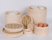 Premium — panier à vapeur en bambou de 10 pouces, fait à la main, deux niveaux de profondeur supplémentaire, dumplings Bao bang, chinois, pour aliments