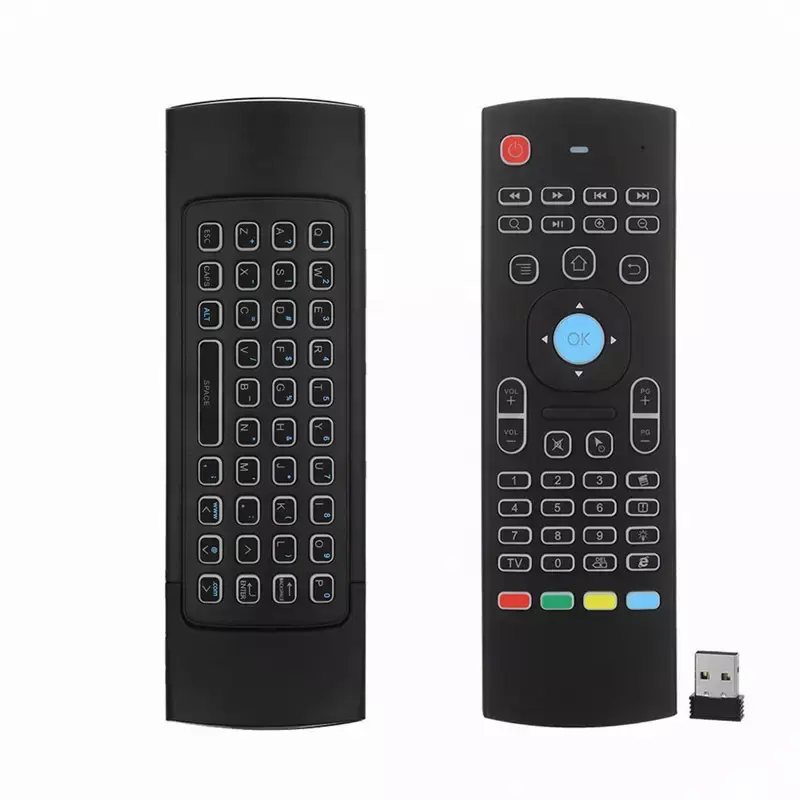 Wholesale OEM ODM MX3 Colorful Backlit Mini Keyboard 2.4G Wireless Fly Air Mouse Full Keyboard Universal Remote Control MX3