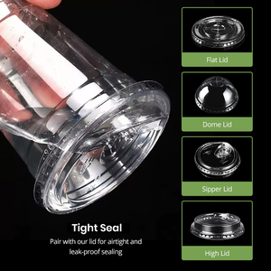 Ly nhựa PET trong suốt 16oz in logo tùy chỉnh Cundao, kèm nắp uống không ống hút - Product Image 4