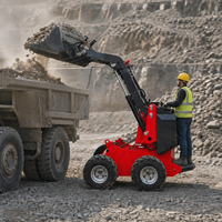 S370 Mini Skid Steer Loader 0.07m3 Bucket 180kg Beban Terukur 1000kg Compact Wheel Loader untuk Pertanian, Kebun, dan Konstruksi