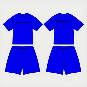 Conjunto Deportivo Unisex de Dos Piezas 100% Algodón, Chaqueta Cortavientos, Camiseta y Pantalones Cortos, Color Sólido, Ecológico, Secado Rápido, Transpirable, Bordado - Product Image 1