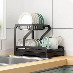 Égouttoir à vaisselle mural à 2 niveaux pour comptoir de cuisine avec porte-tasses - Product Image 4