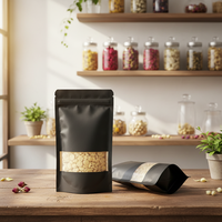 Pochette refermable en papier kraft brun avec logo personnalisé, qualité alimentaire, sac en Mylar refermable avec fenêtre, emballage pour café, collations, aliments pour animaux