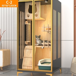 Fabrieksprijs Massief Hout Indoor Kat Vitrine Kast Boomkooien Huis Meubels Kattenhuis Villa - Product Image 6