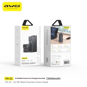 สำหรับ <span class=keywords><strong>Awei</strong></span> 30000mAh แบตสำรองอัจฉริยะพร้อมหน้าจอแสดงผลดิจิตอล PD22.5W ช่องเสียบหลายพอร์ต ช่องเสียบ Type-C และหน้าจอ LED ช่องเสียบสี่พอร์ต - Product Image 3