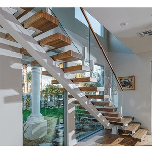 Escalier en métal construction escalier en bois en acier avec palier - Product Image 2