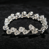 Bracelet tennis en moissanite GRA VVS en forme de poire, en argent sterling 925, minimaliste, double rangée, avec moissanites en goutte d'eau
