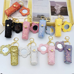Étui à rouge à lèvres à <span class=keywords><strong>paillettes</strong></span> en forme de fleur avec miroir et porte-clés, créatif, élégant, exquis, portable, pour le maquillage, les <span class=keywords><strong>loisirs</strong></span> et les voyages, collection Printemps 2026 - Product Image 2