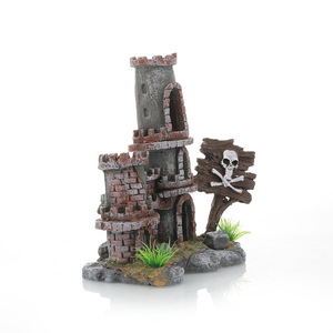 Ornement d'<span class=keywords><strong>aquarium</strong></span> de château en pierre artificielle Rocaille simulée avec plantes aquatiques pour poissons et crevettes - Product Image 3