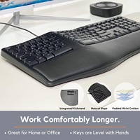 Clavier à fil USB ergonomique Wave avec repose-poignet rembourré et béquille intégrée