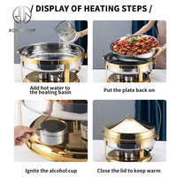 Kommerzielle große Kapazität 20Liter Edelstahl Chafers Luxus Golden Buffet Set Restaurant Buffet Food Warmer