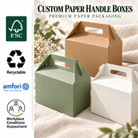 Boîte en papier kraft personnalisée en gros avec poignée de transport, emballage cosmétique écologique et portable pour rouge à lèvres, parfum, soins de la peau, cadeau