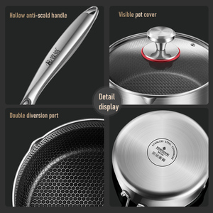 KENGQ Bán Sỉ Chảo Rán Tròn Bằng Thép Không Gỉ 316 Chảo Chiên Tròn Chống Dính Chảo Chiên Cán Dài - Product Image 6