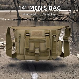 กระเป๋าเป้สะพายหลังเดี่ยวสำหรับแล็ปท็อป 14 นิ้ว รุ่น Factory Tactical Outdoor ใส่เอกสาร A4 ได้ พร้อมช่อง Molle แบบ Messenger Bag สไตล์สปอร์ต สำหรับฤดูร้อน - Product Image 5