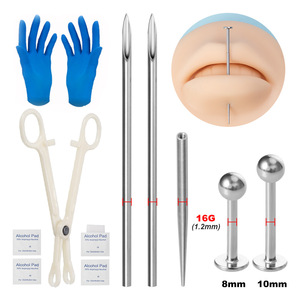 Kit profesional de Piercing para el cuerpo, oreja, labio, lengua, nariz, ombligo, conjunto de anillos para pezones, guía de piercing - Product Image 2
